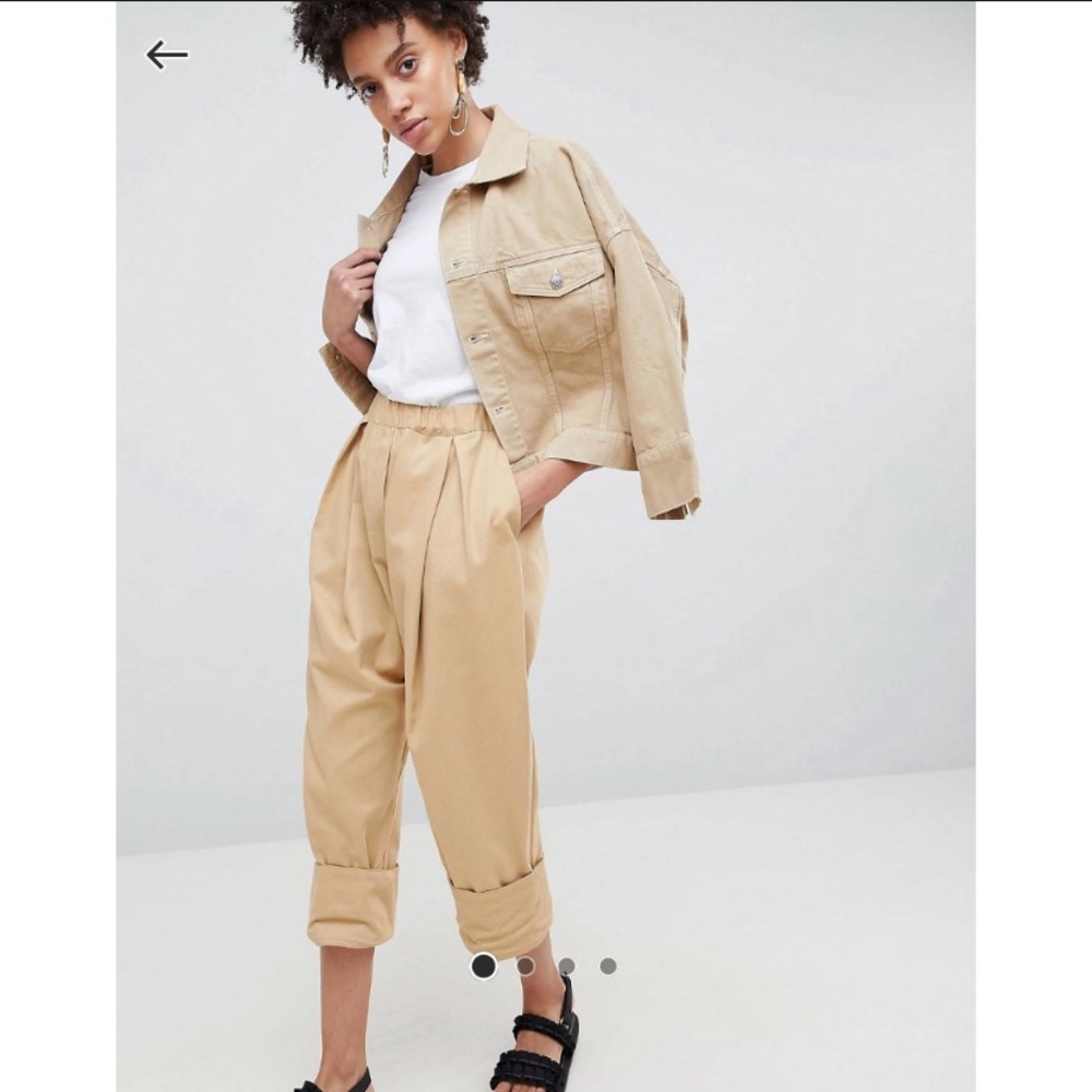 ASOS WHITE Drop Crotch Twill Pants